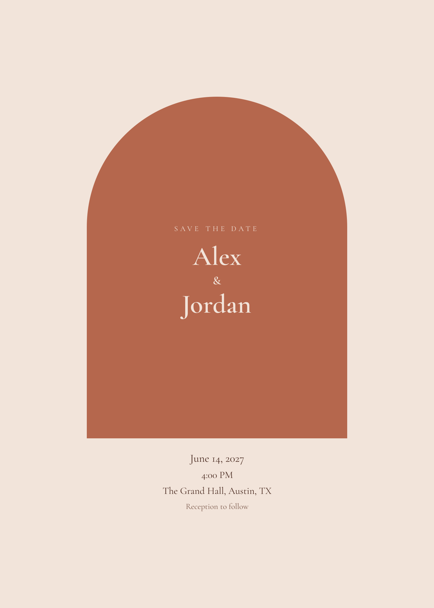 Free arch wedding invitation template — printable 5x7 design