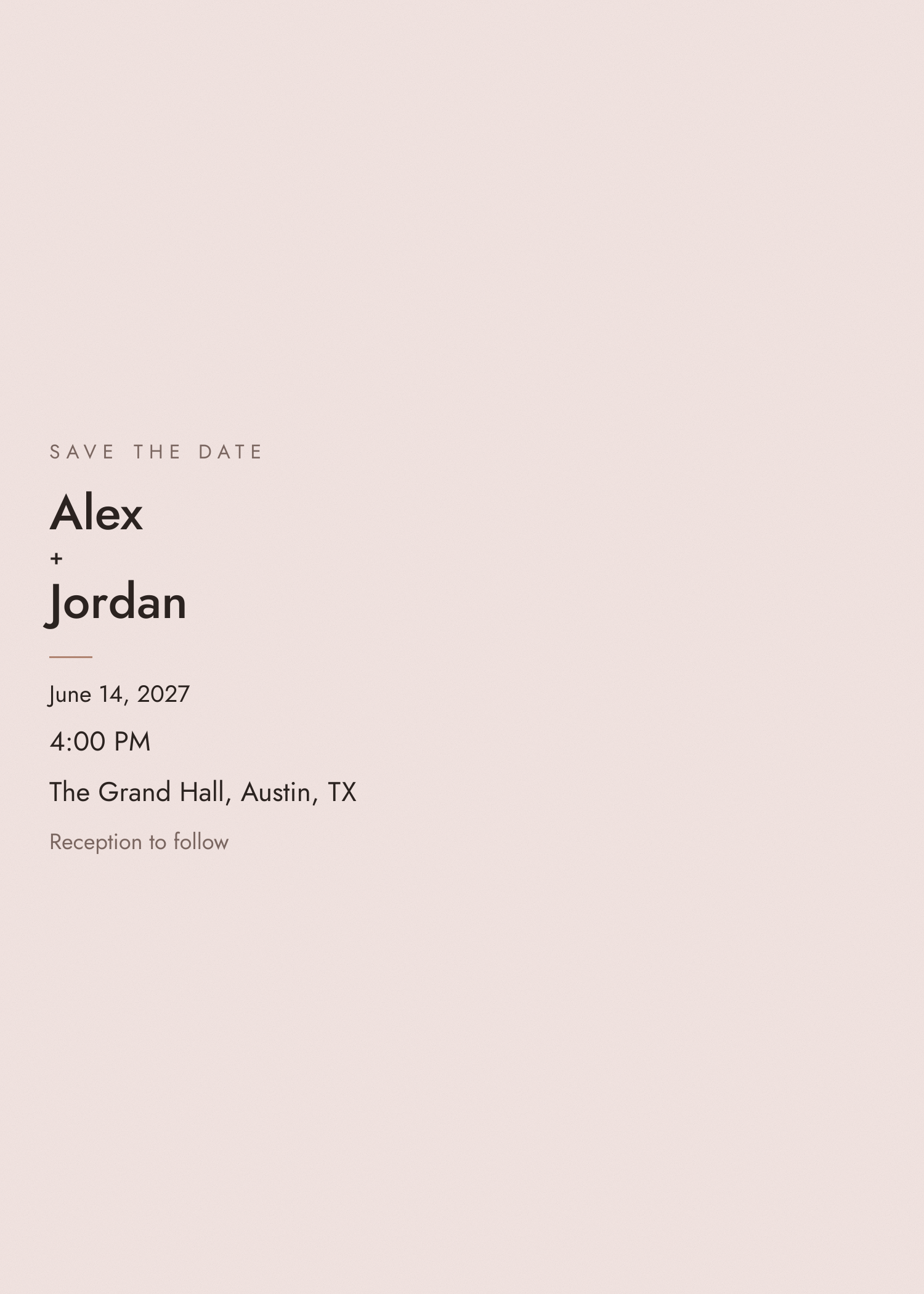 Free blush pink modern wedding invitation template