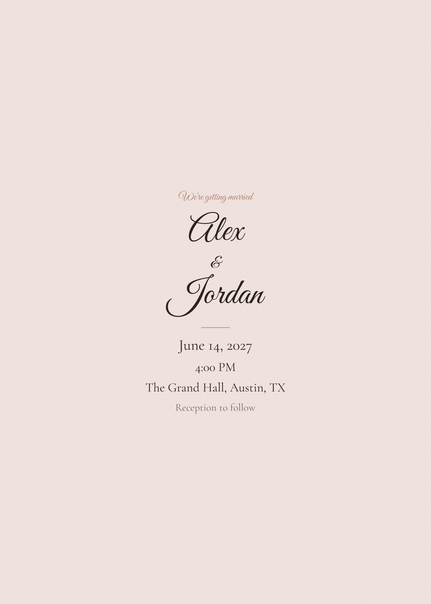 Free blush pink romantic wedding invitation template