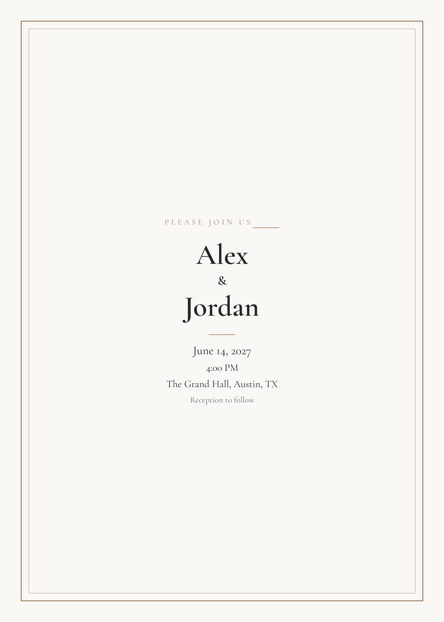 Free bordered wedding invitation template — printable 5x7 design