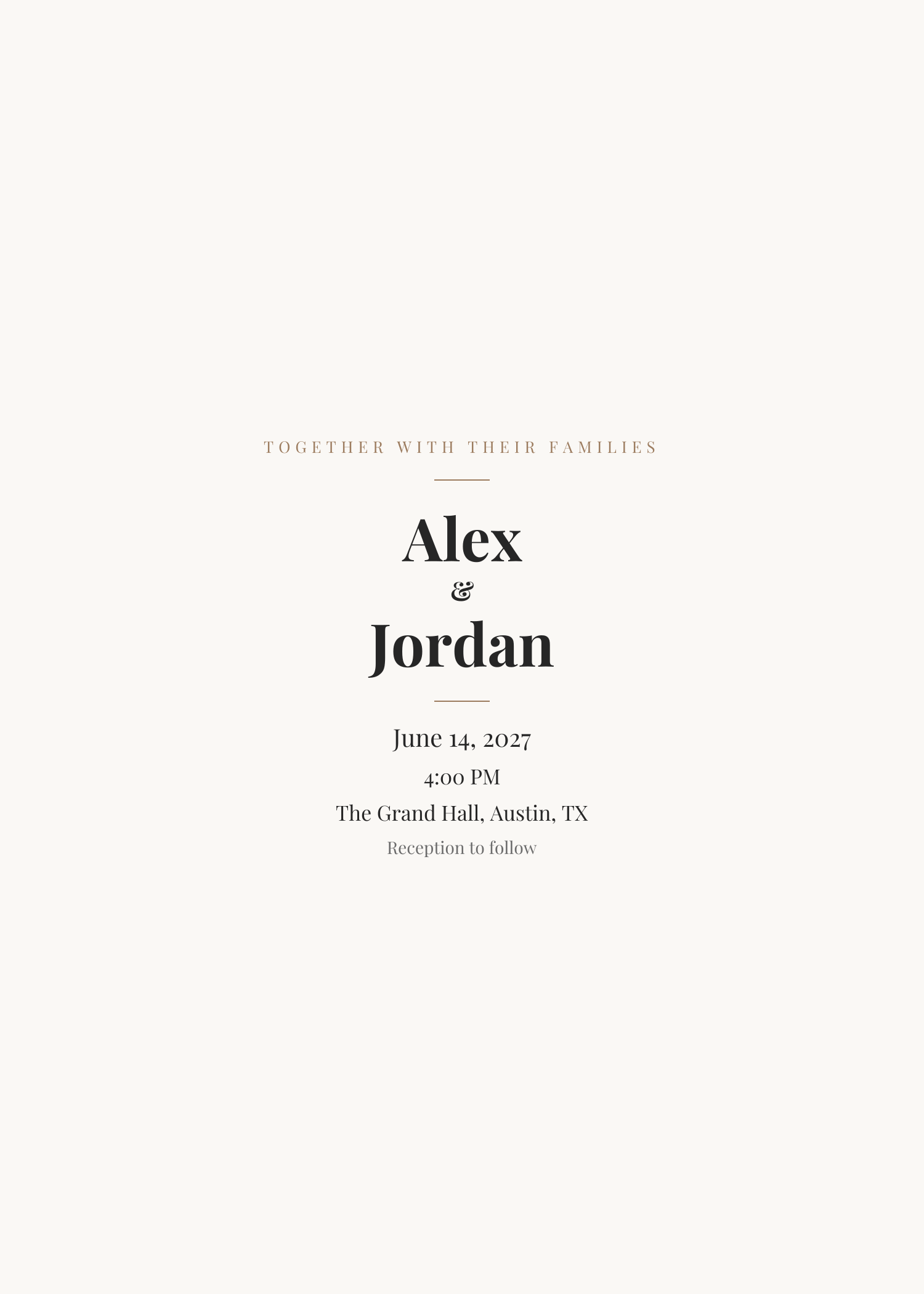 Free classic wedding invitation template — printable 5x7 design