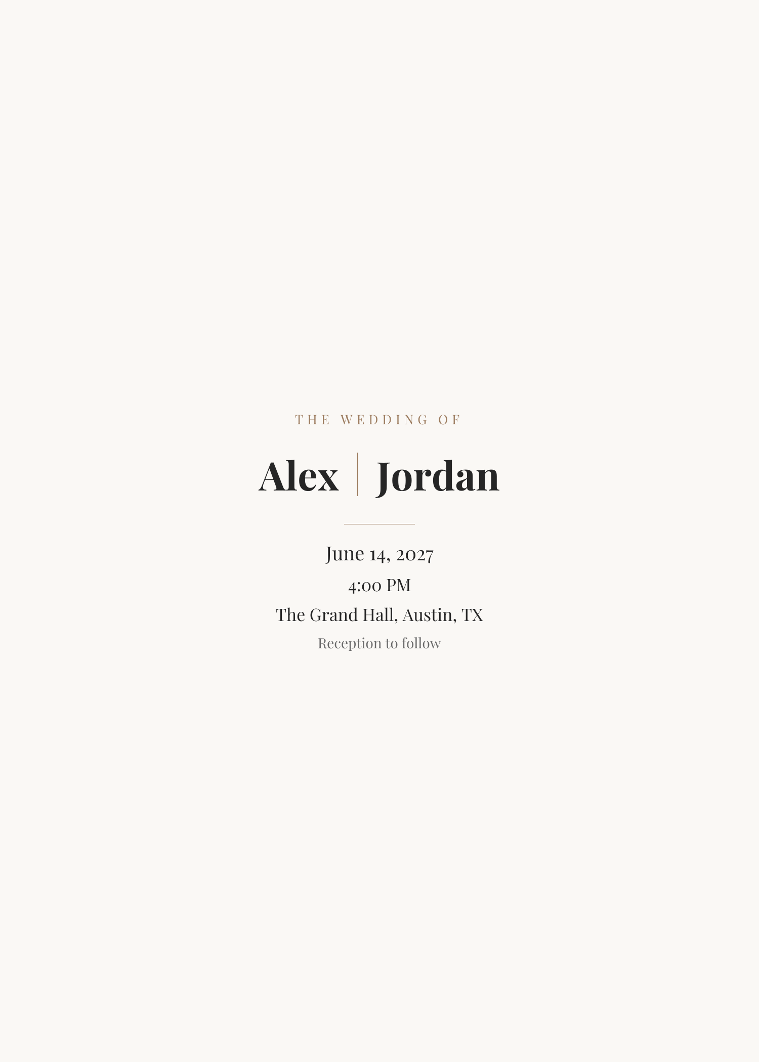 Free editorial wedding invitation template — printable 5x7 design