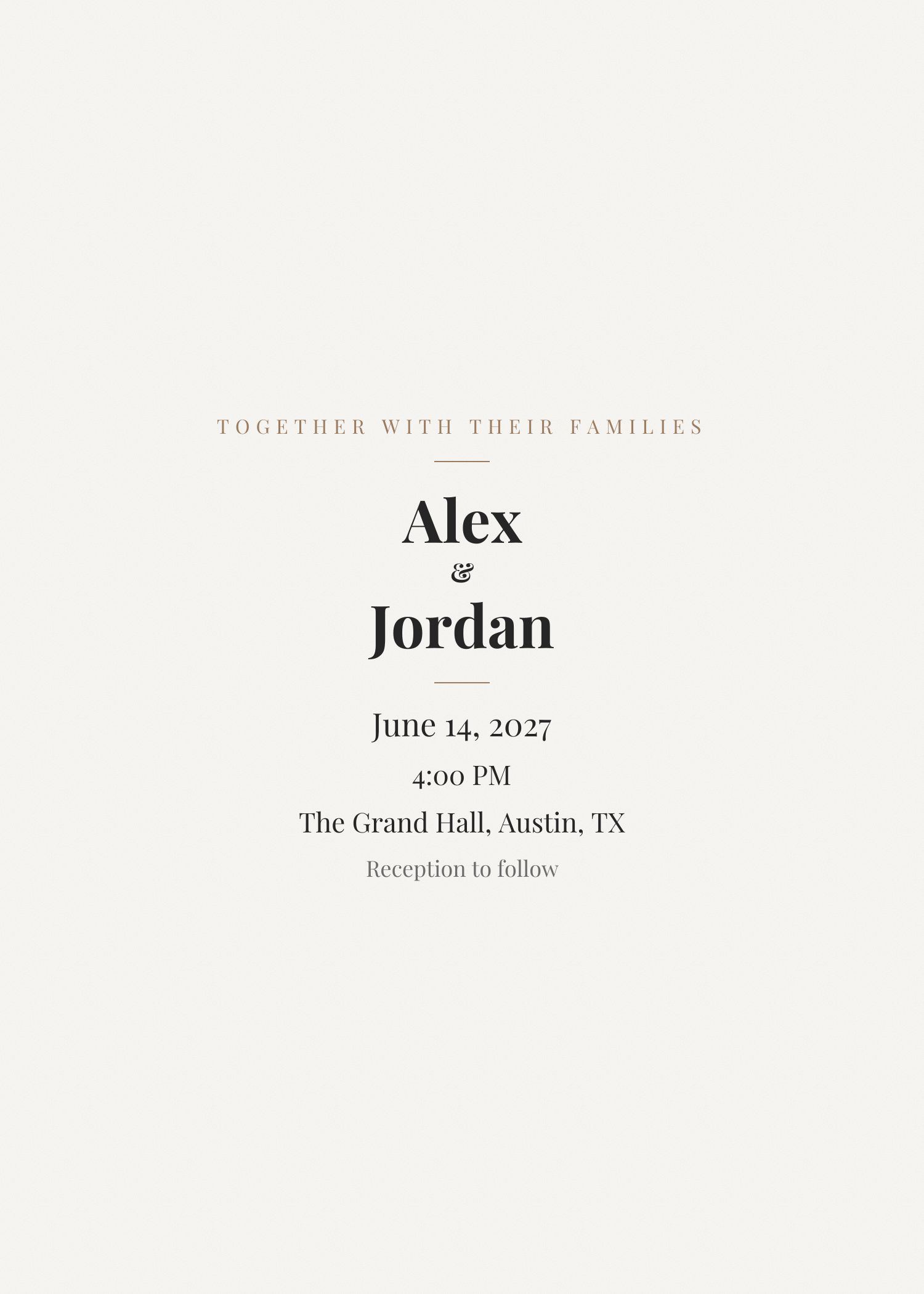 Free ivory and gold classic wedding invitation template