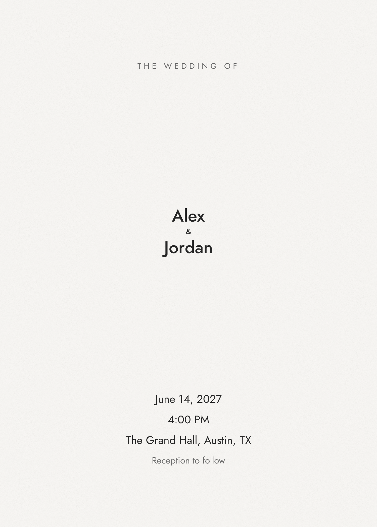 Free ivory and gold minimal wedding invitation template