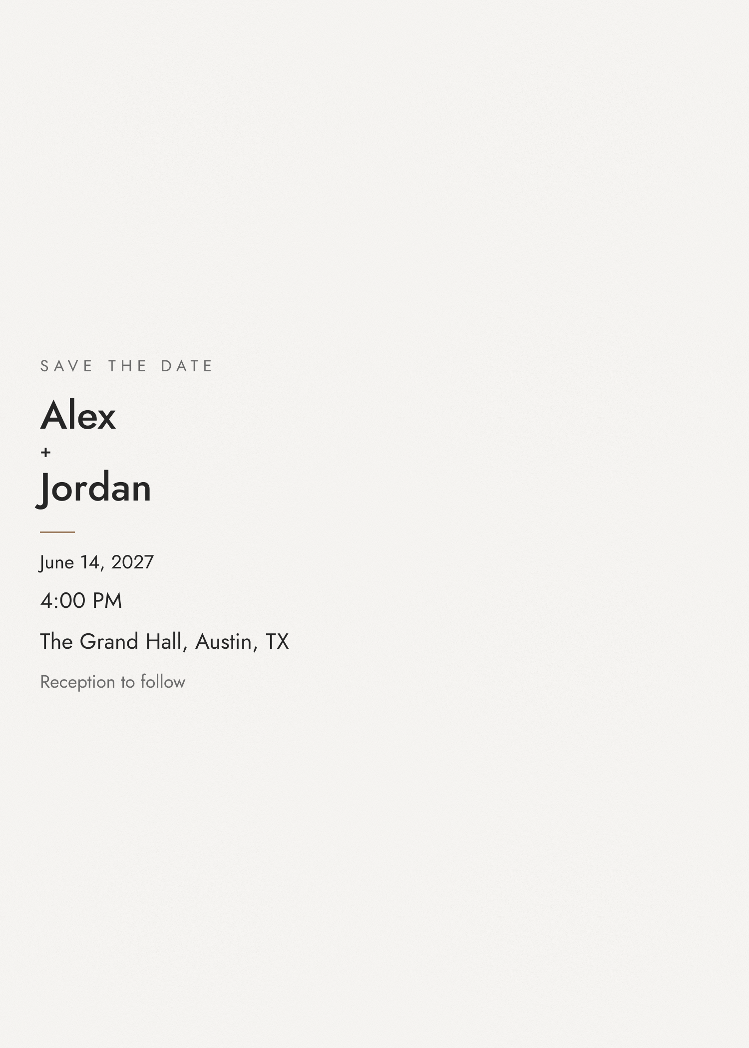 Free ivory and gold modern wedding invitation template