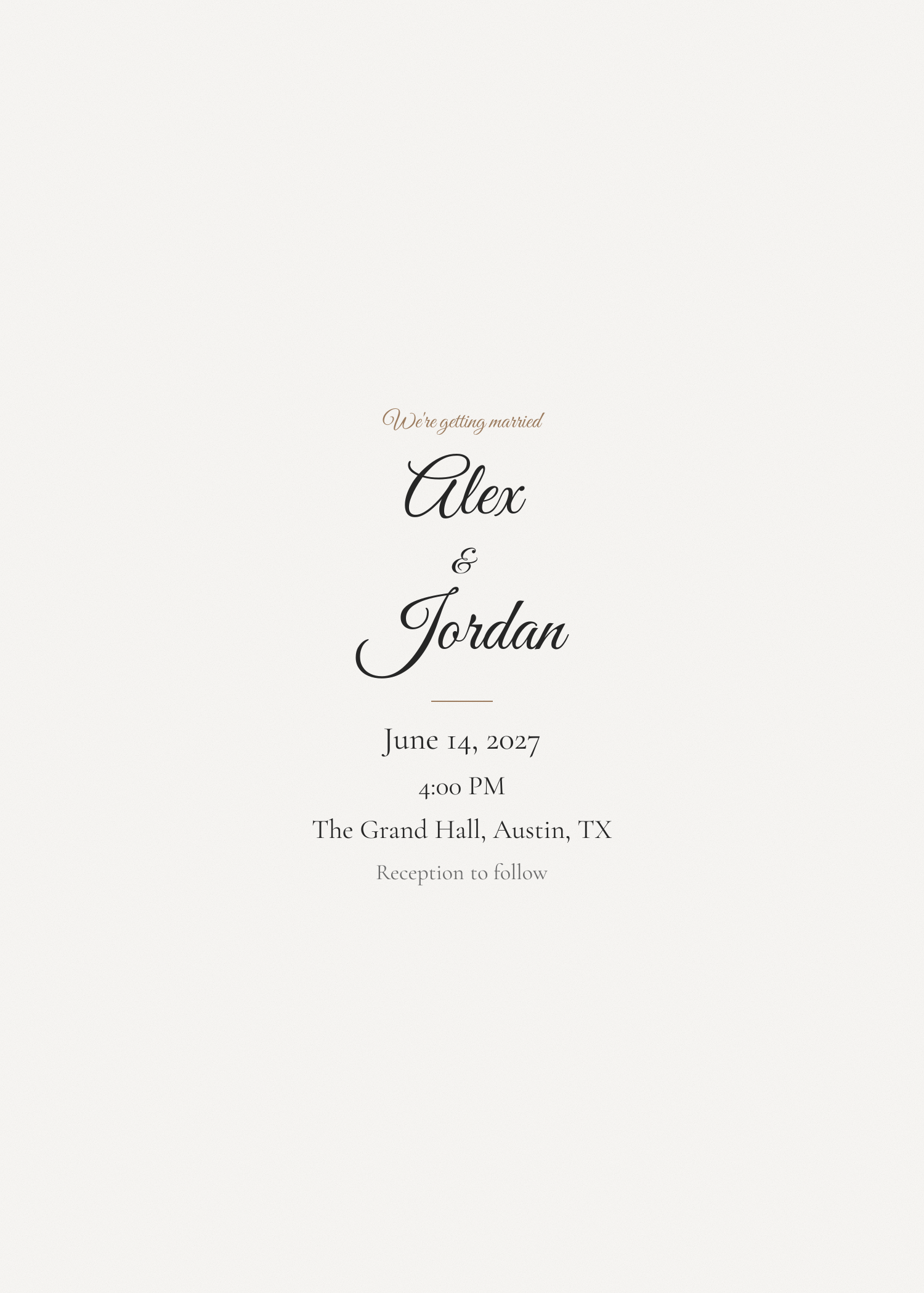Free ivory and gold romantic wedding invitation template
