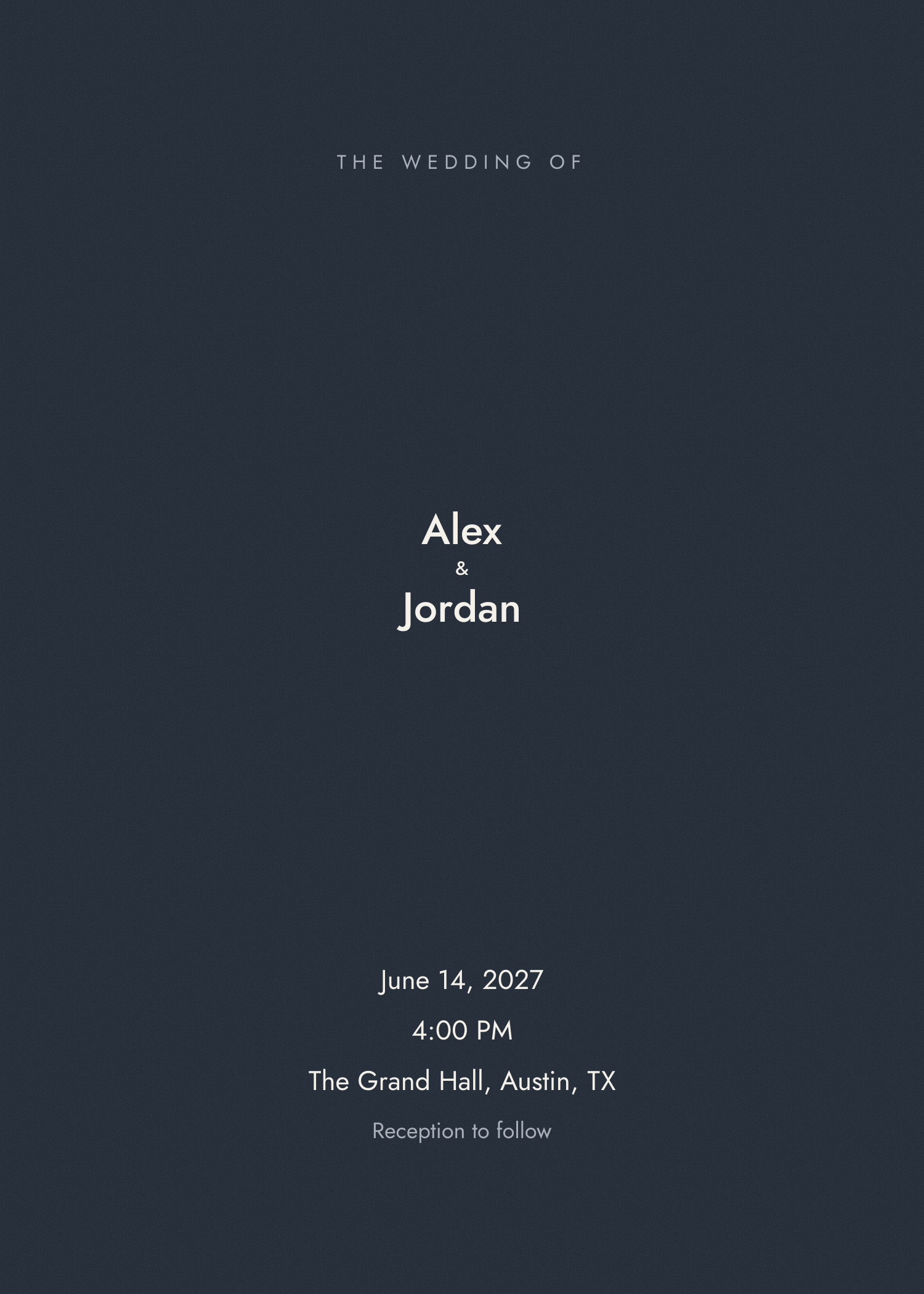 Free midnight blue and gold minimal wedding invitation template