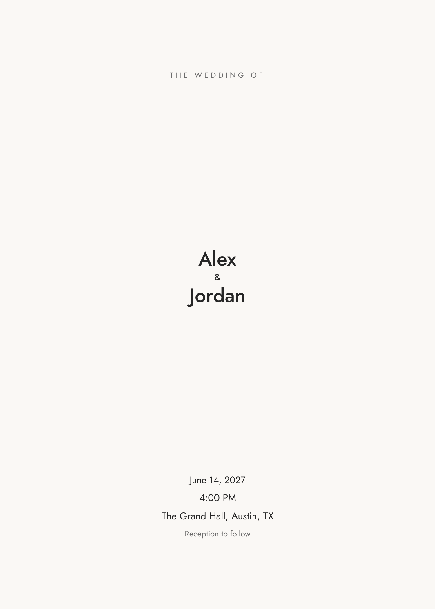 Free minimal wedding invitation template — printable 5x7 design