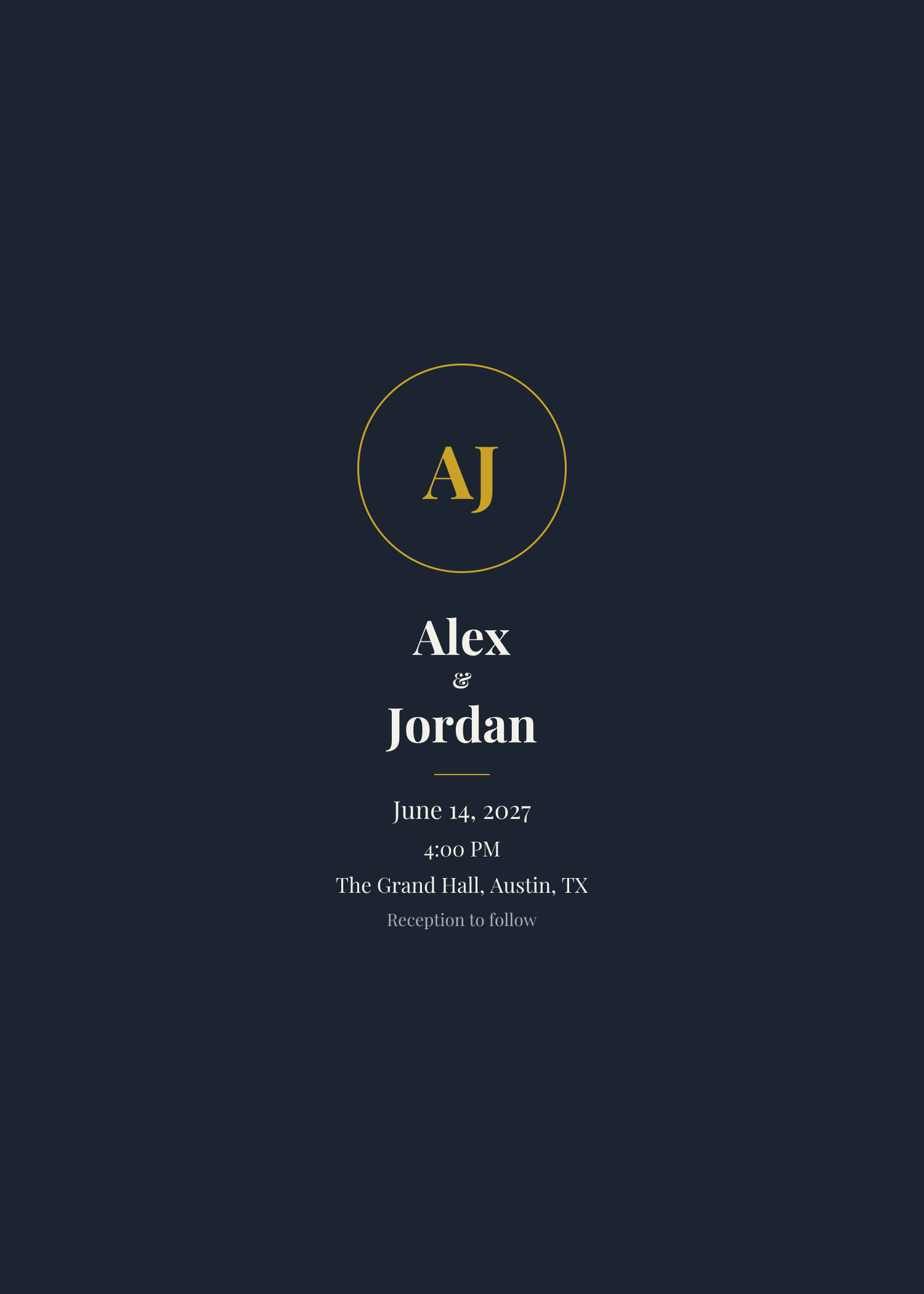 Free monogram wedding invitation template — printable 5x7 design