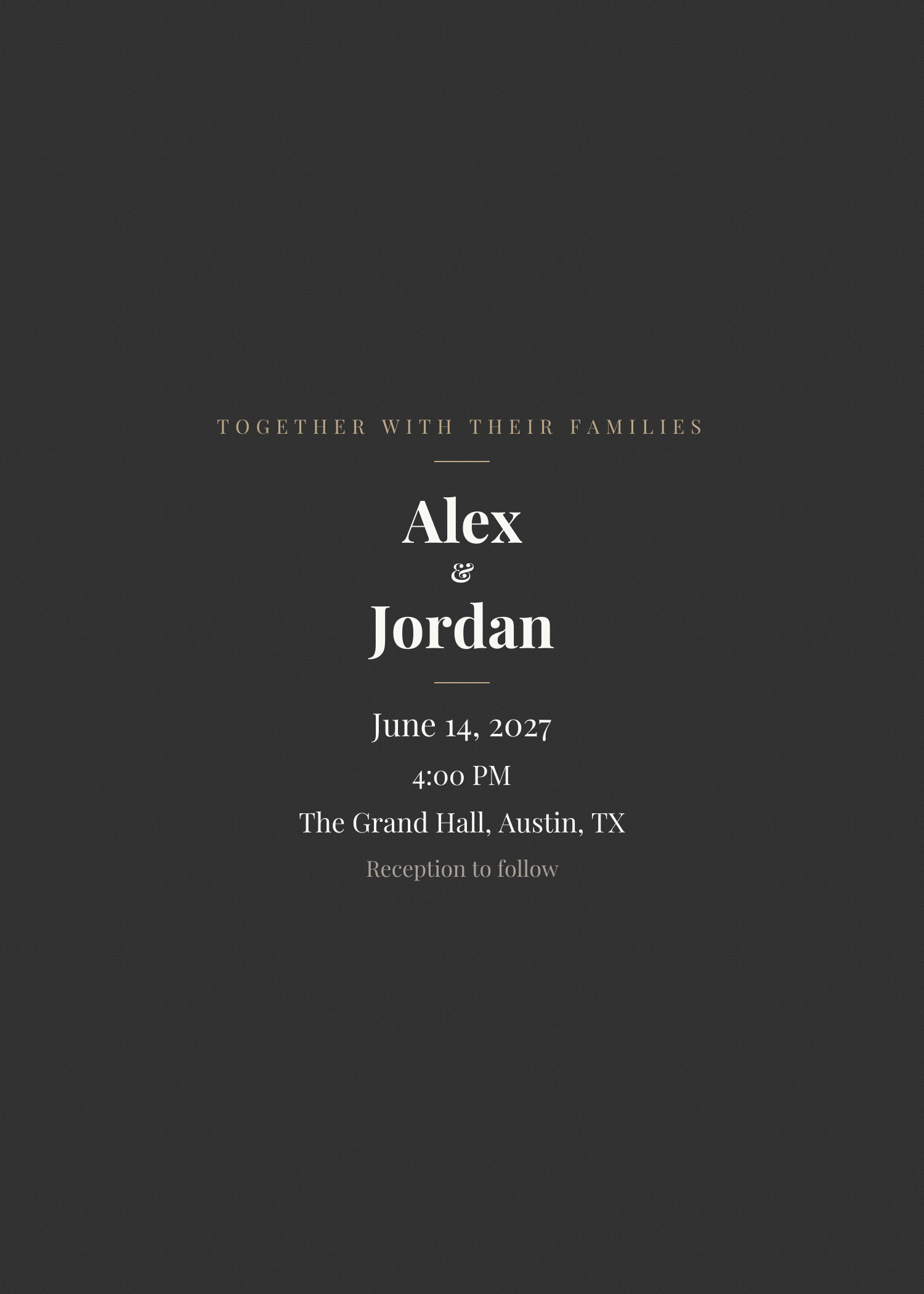 Free black and champagne classic wedding invitation template