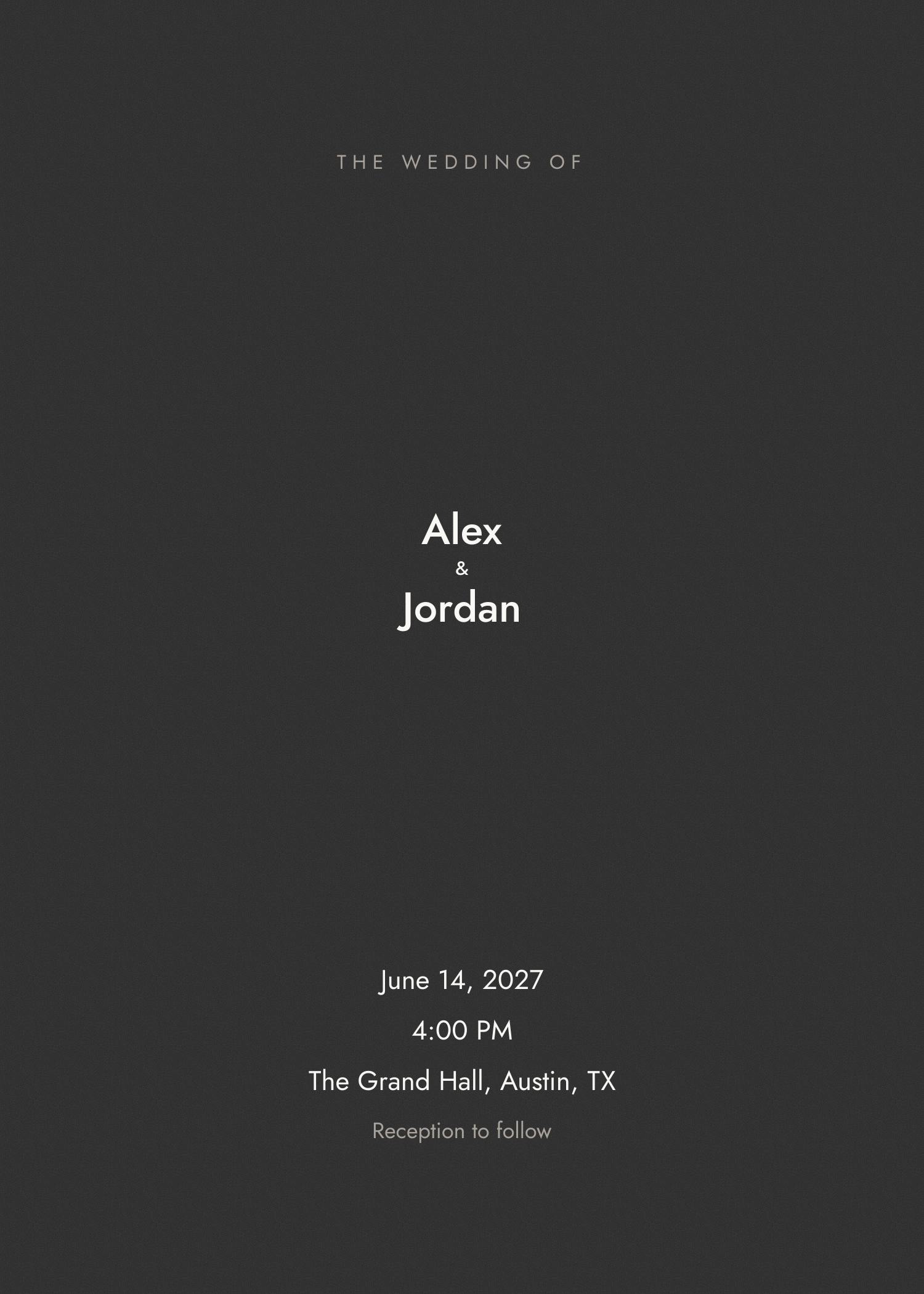 Free black and champagne minimal wedding invitation template