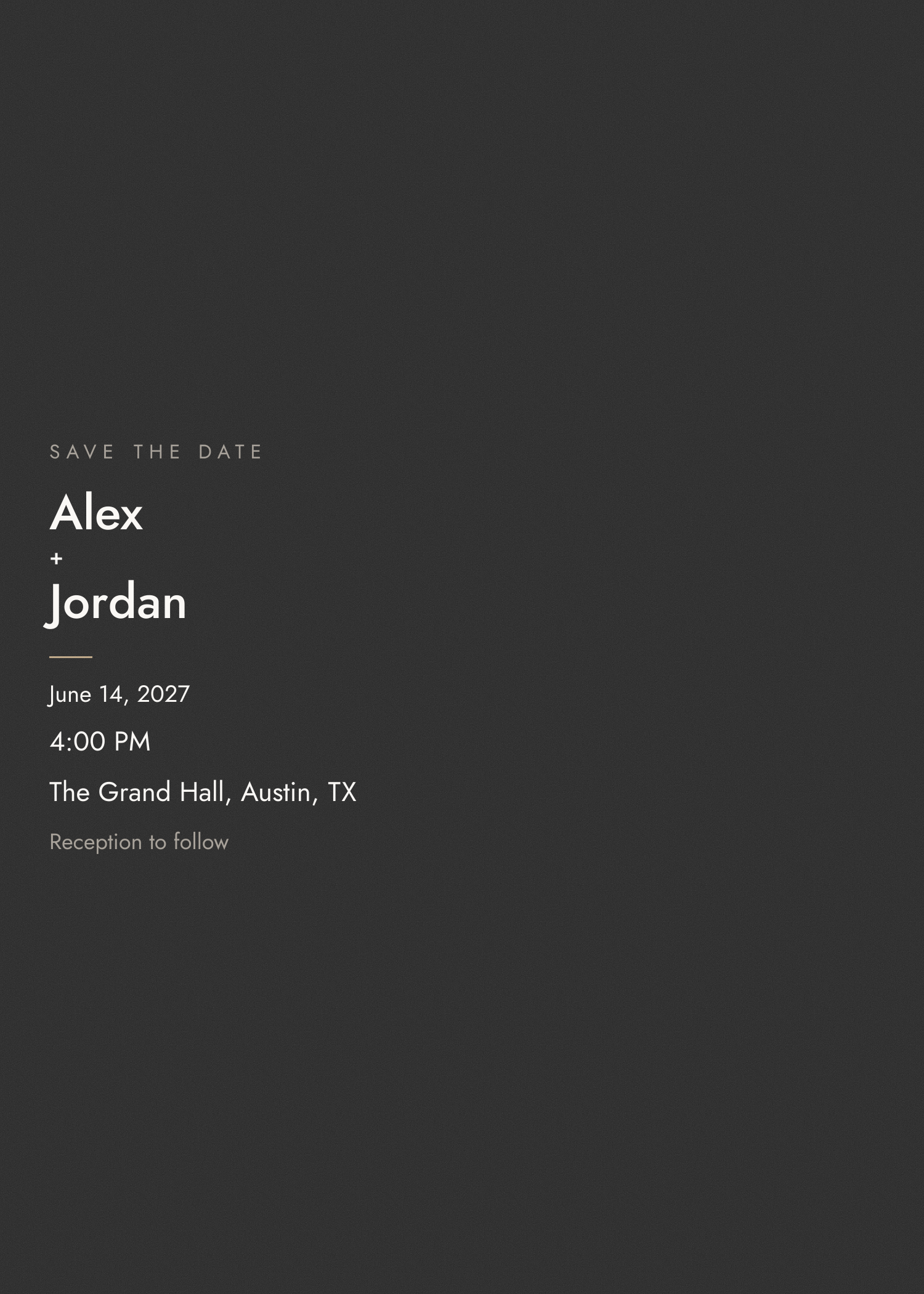 Free black and champagne modern wedding invitation template