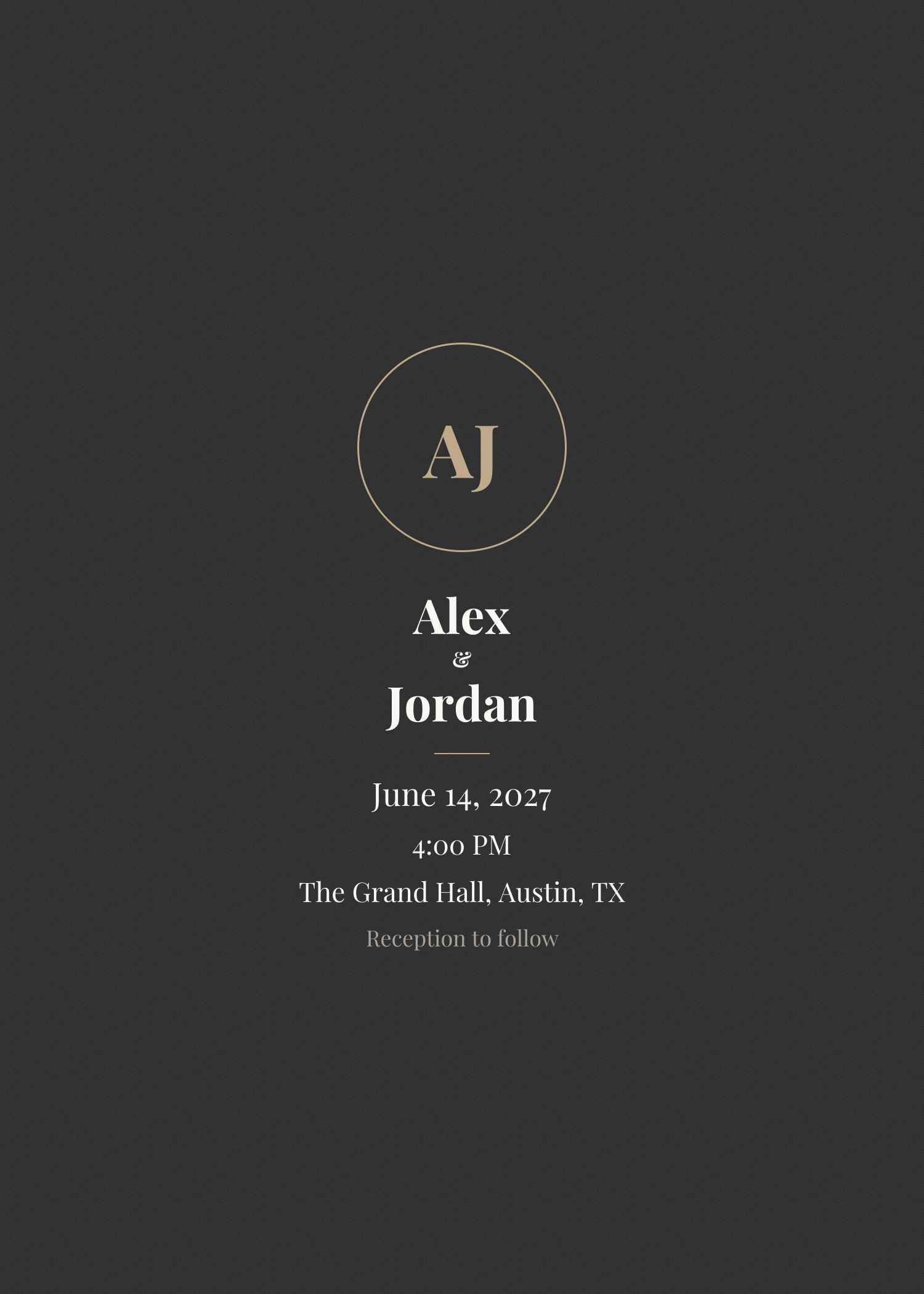 Free black and champagne monogram wedding invitation template