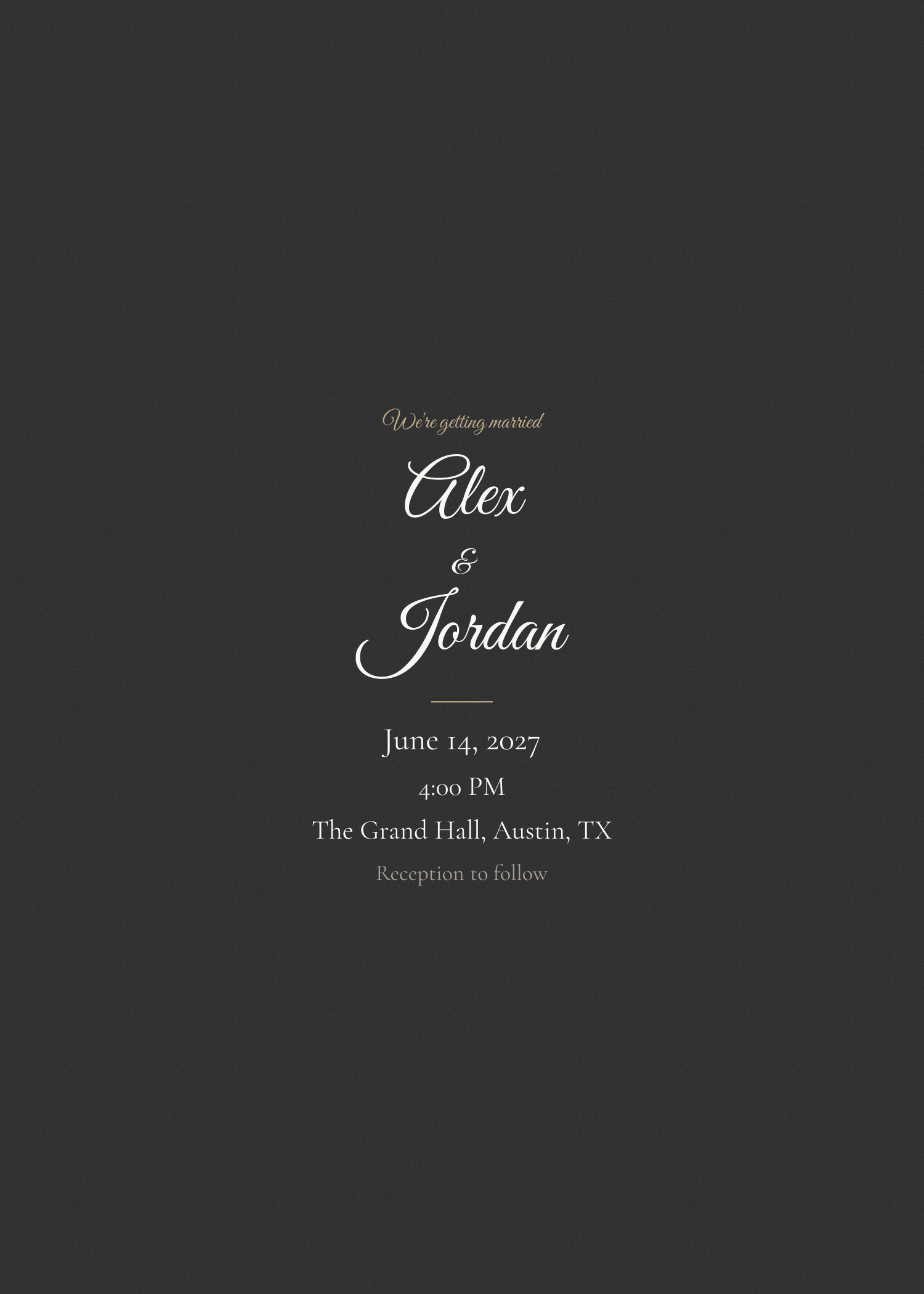 Free black and champagne romantic wedding invitation template
