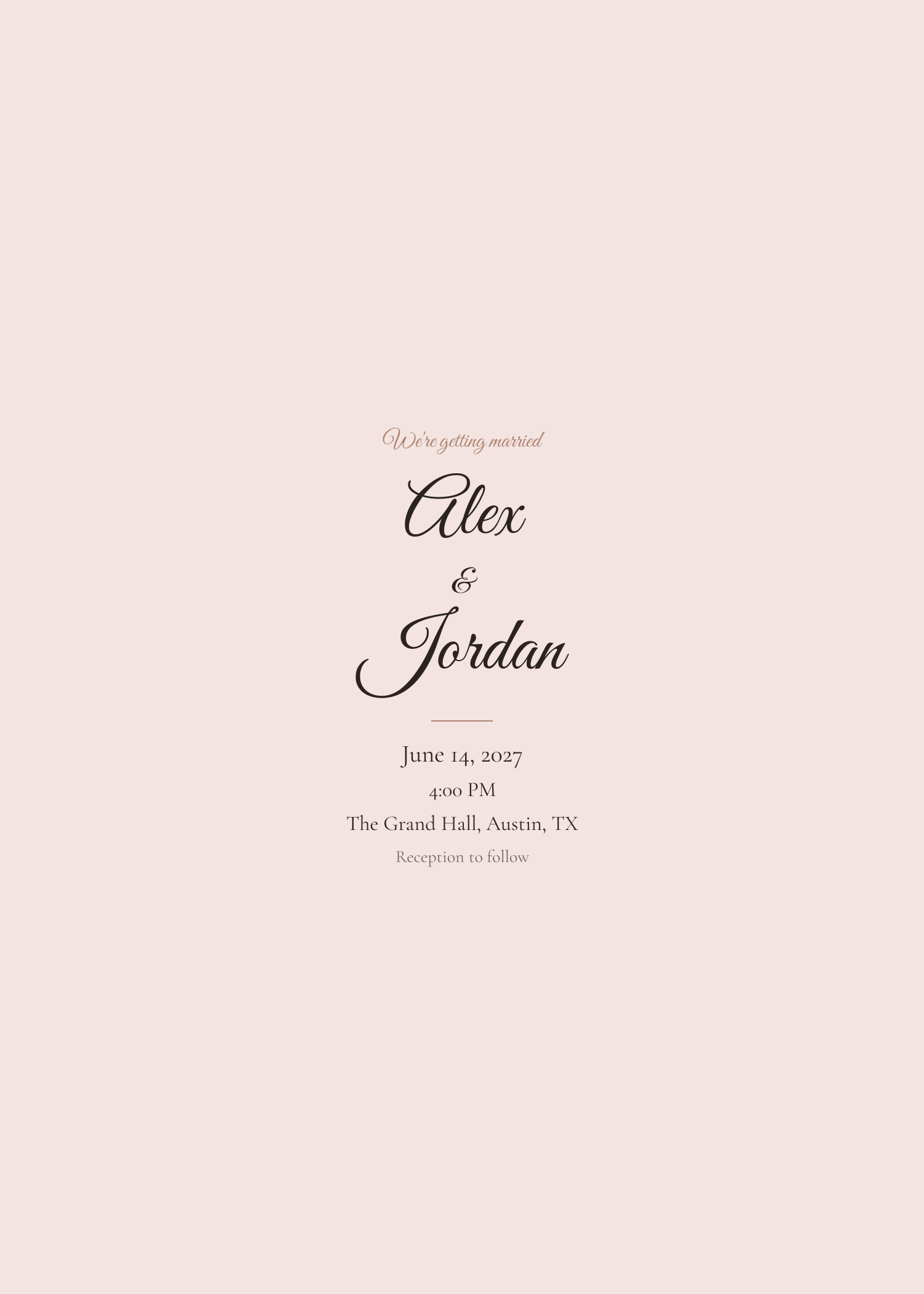 Free romantic wedding invitation template — printable 5x7 design