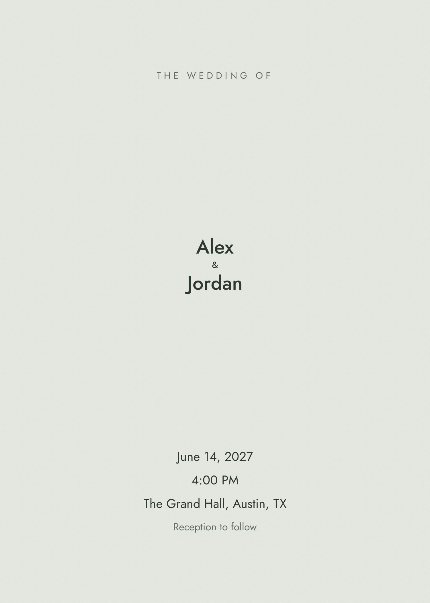 Free sage green minimal wedding invitation template