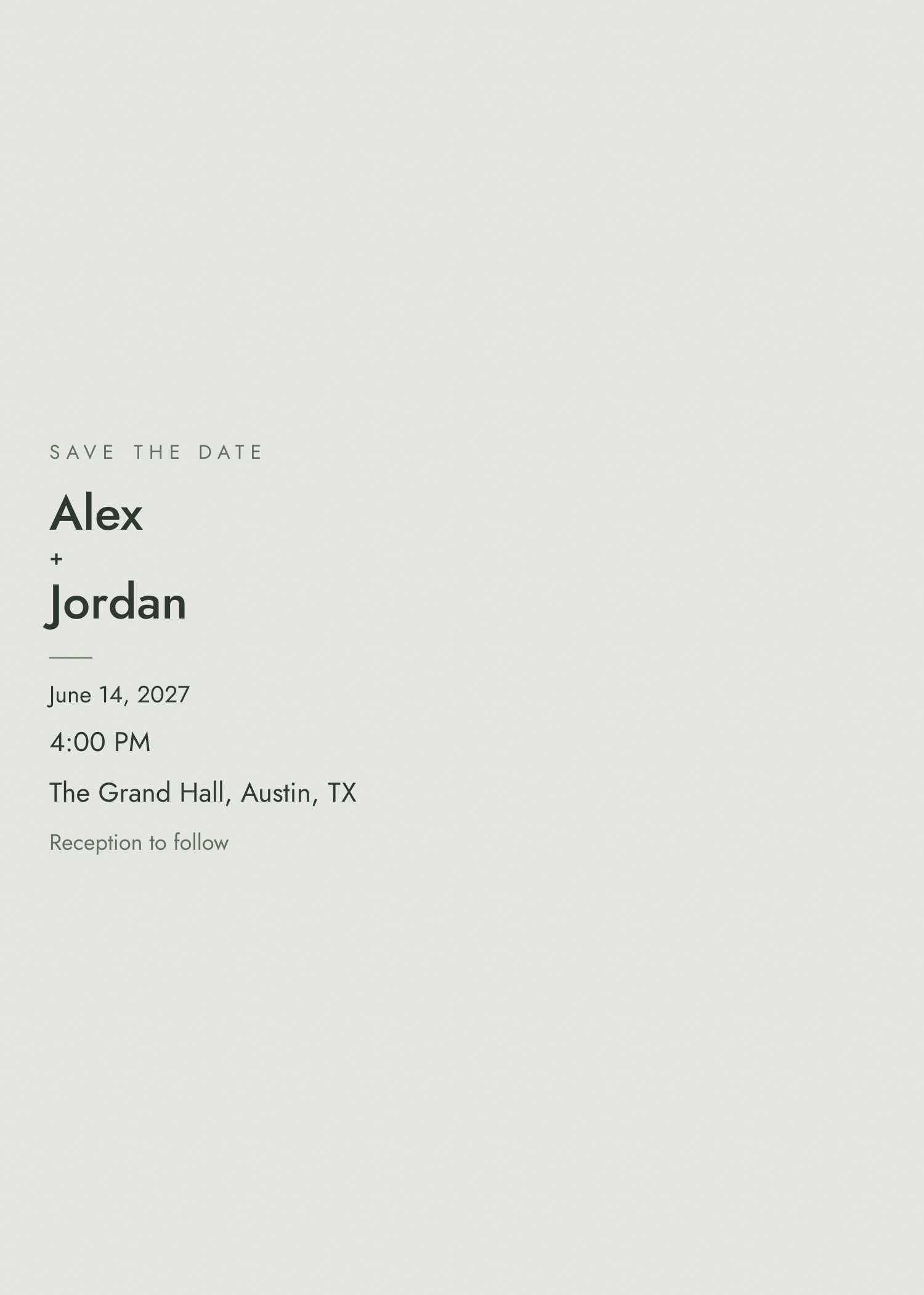 Free sage green modern wedding invitation template