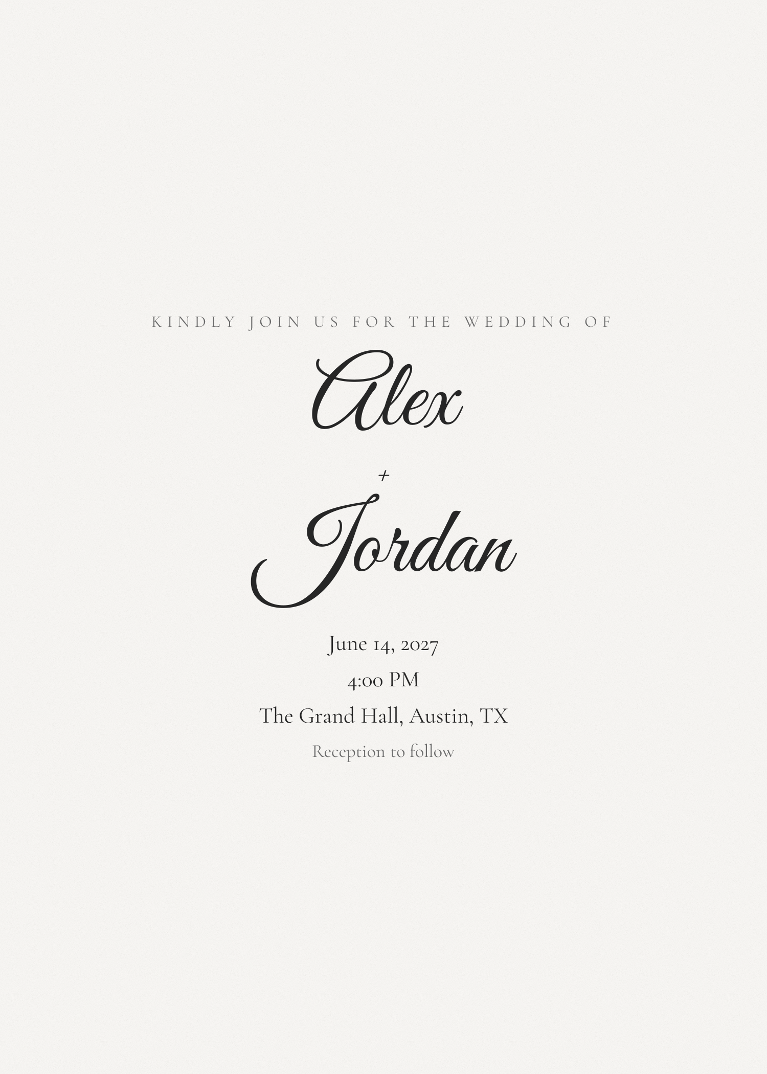 Free written names wedding invitation template — printable 5x7 design