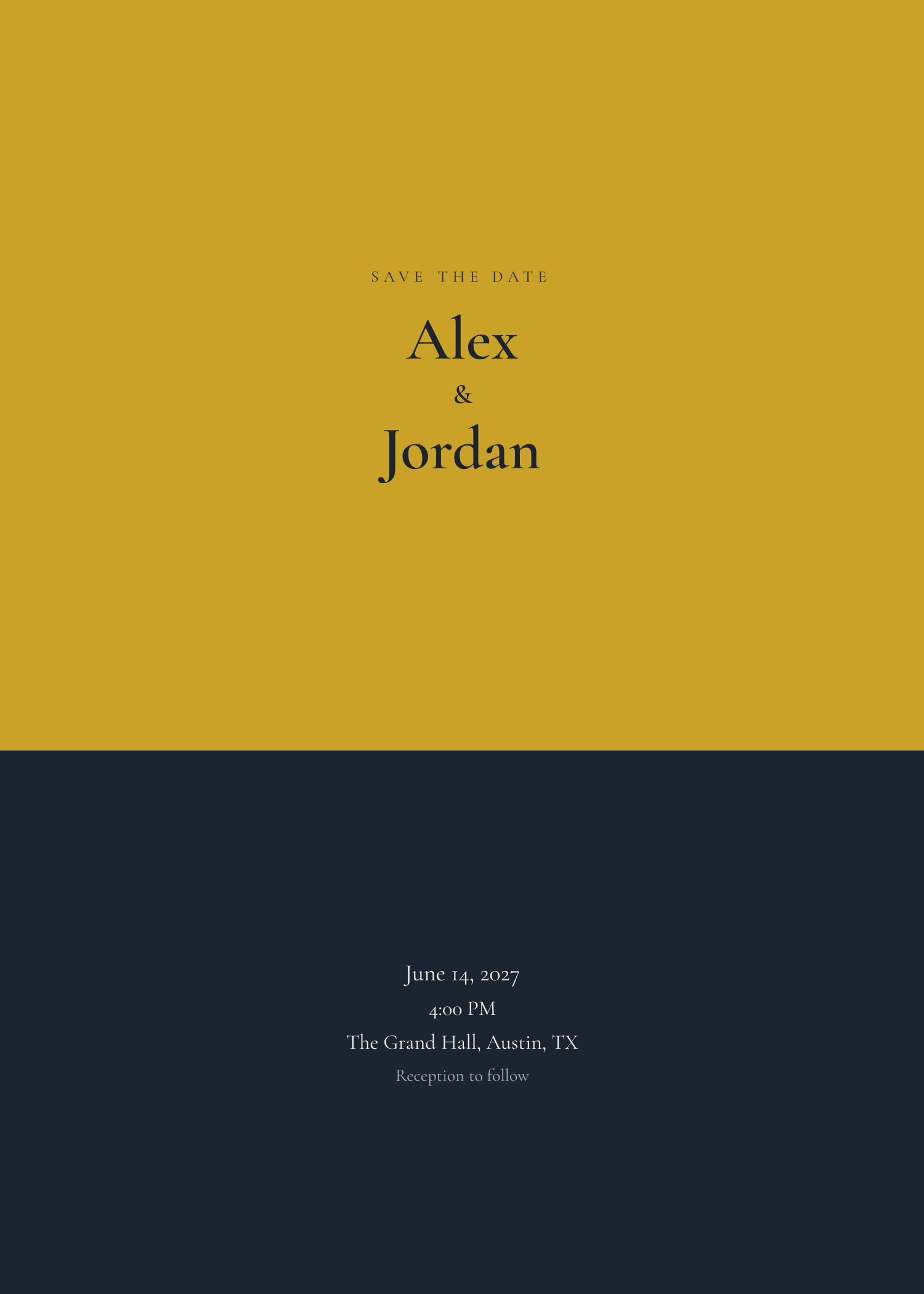 Free split wedding invitation template — printable 5x7 design
