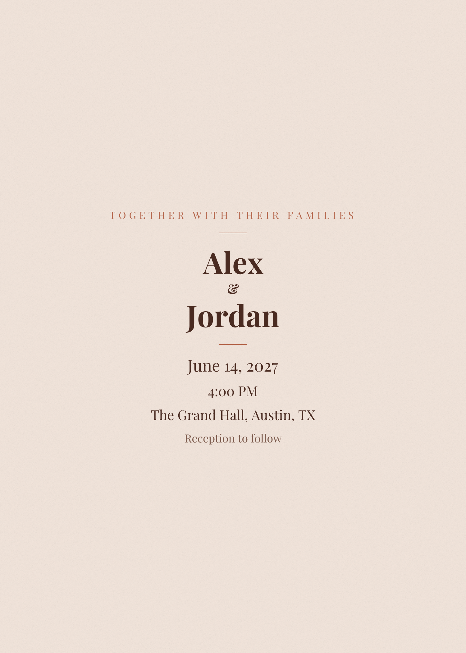 Free terracotta classic wedding invitation template