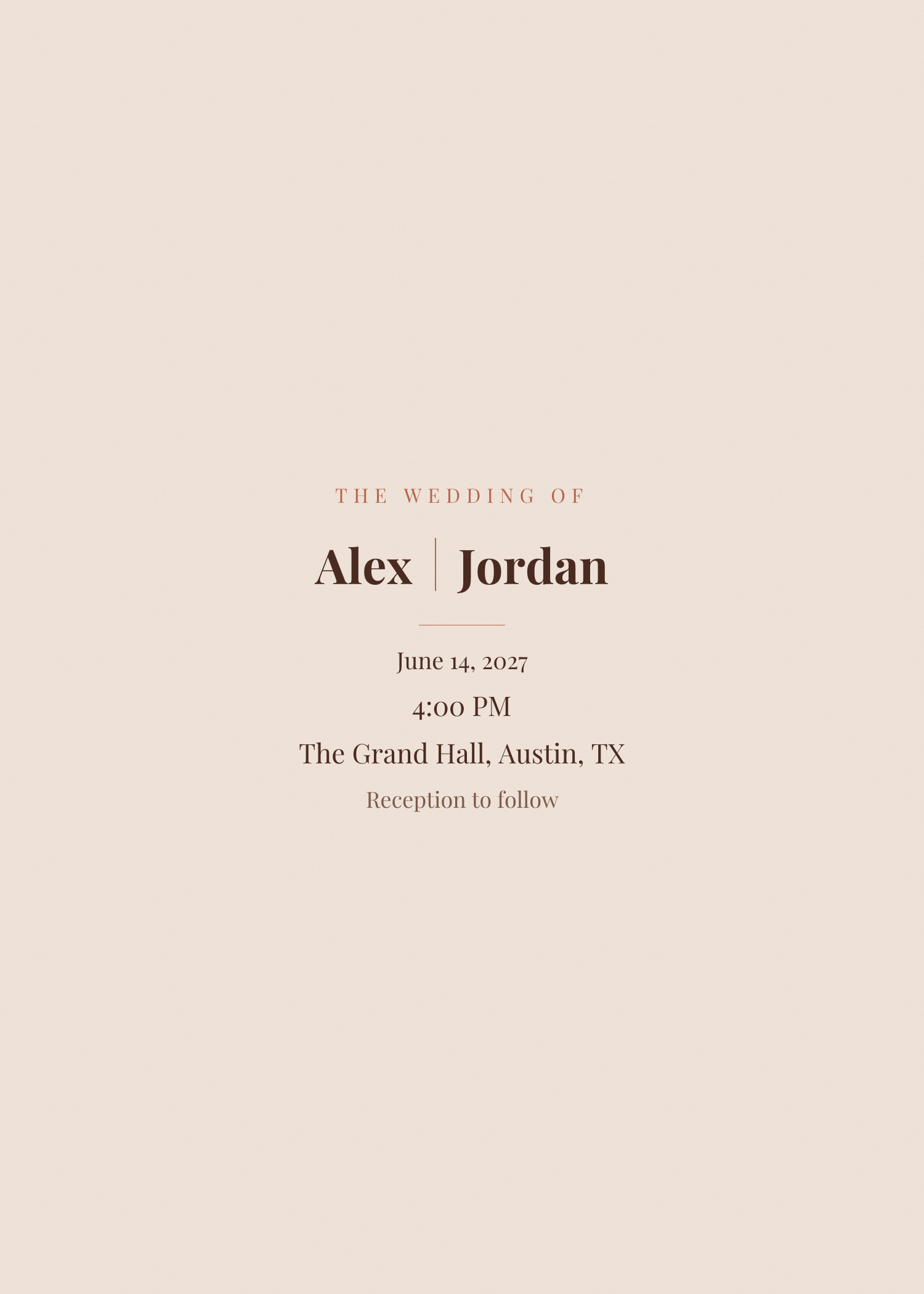 Free terracotta editorial wedding invitation template — printable 5x7 design