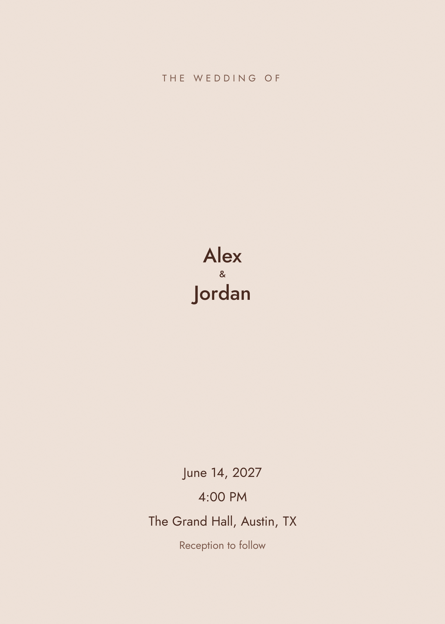 Free terracotta minimal wedding invitation template