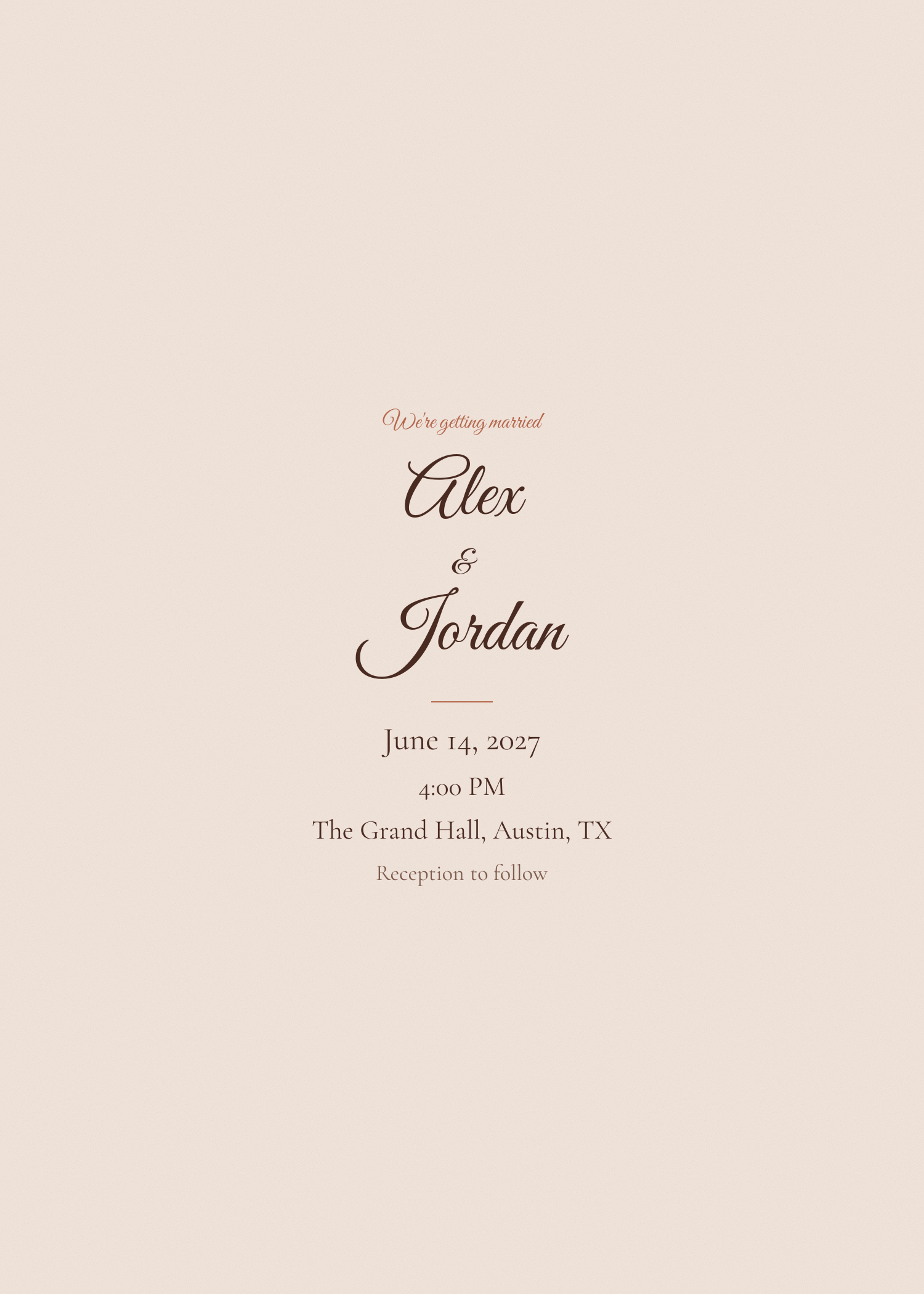 Free terracotta romantic wedding invitation template